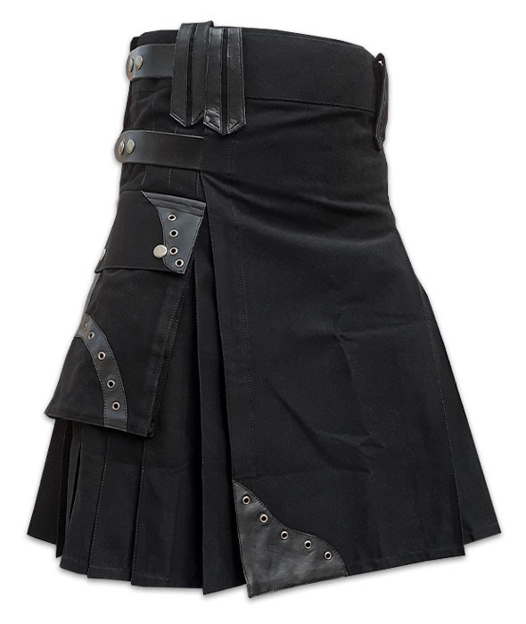 Black Cargo Utility Kilt