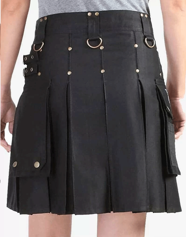 Stylish Women Black Utility Kilt