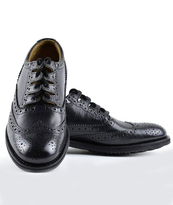 Scottish Black Leather Ghillie Brogues