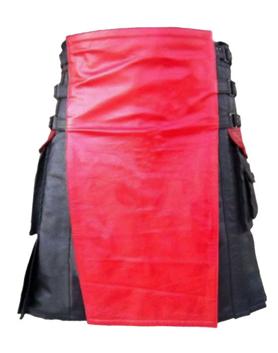 Red and Black Leather Kilt