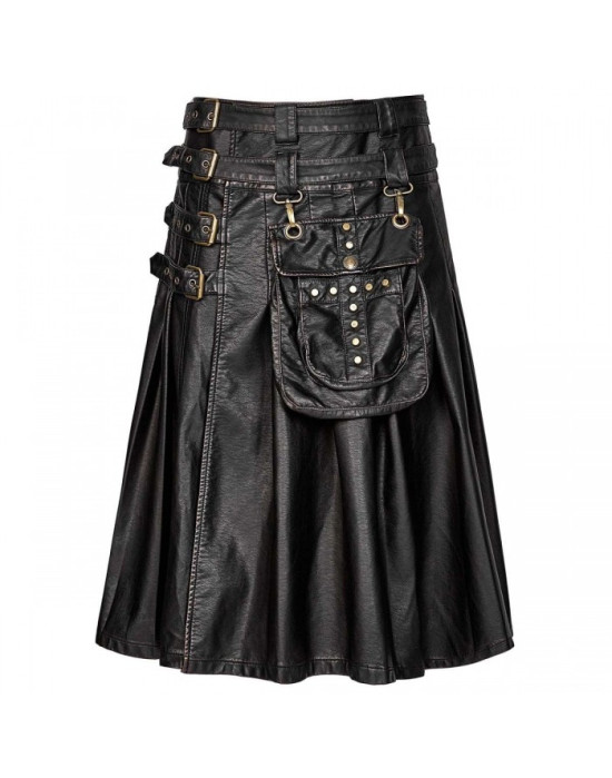New Custom Made Gothic Style Leather Kilt