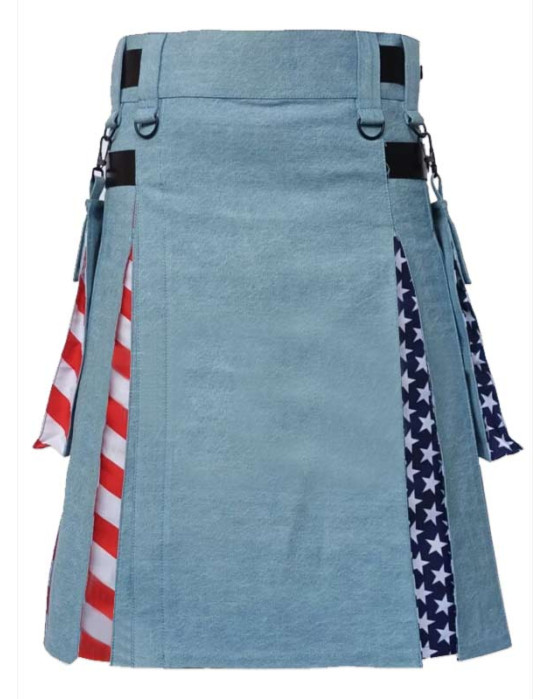 Blue Denim USA Flag Hybrid Kilt