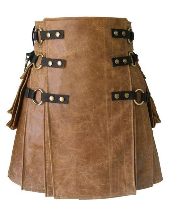 Brown Leather Gothic Kilt