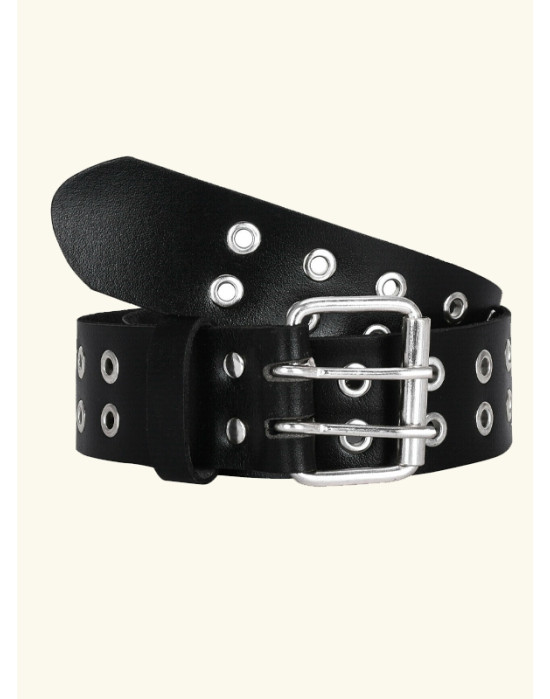 Daul Prong Black Leather Kilt Belt