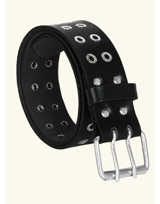 Daul Prong Black Leather Kilt Belt