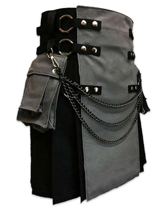 Grey & Black Gothic Style Hybrid Kilt