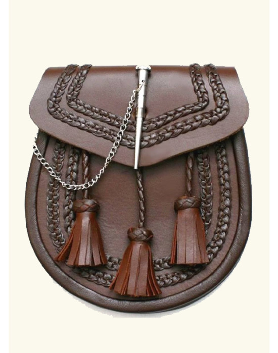 Handmade Maestro Brown Lock Pin Leather Sporran