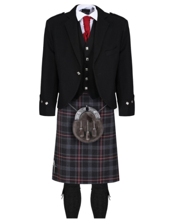 Hebridean Heather Black Jacket Kilt Outfit