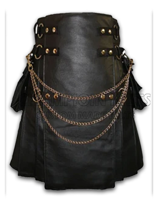 Interchangeable Black Leather Kilt