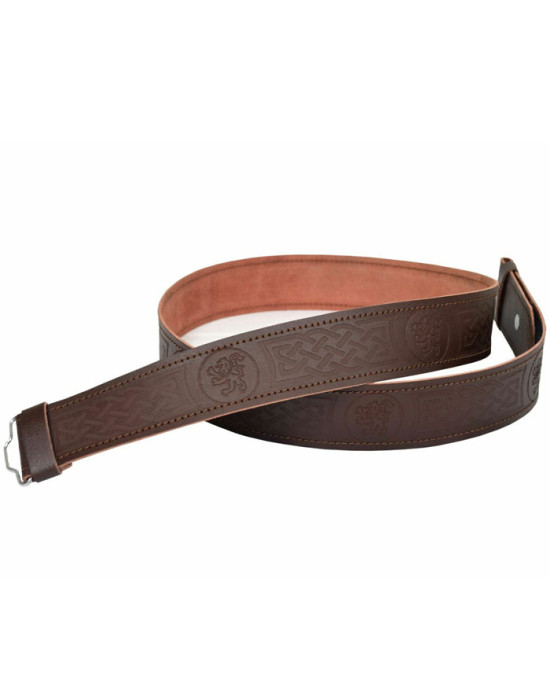 Brown Lion Rampant Kilt Leather Belt