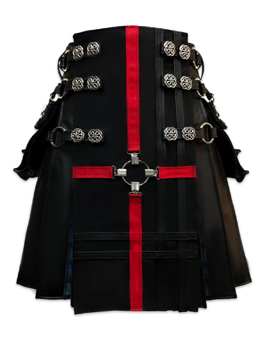 Red Cross Black Leather Gothic Kilt