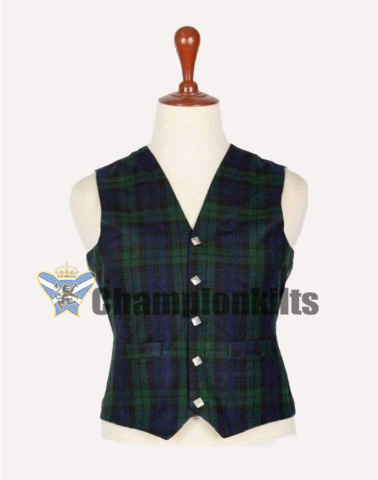 Scottish Black Watch Tartan Vest Coat