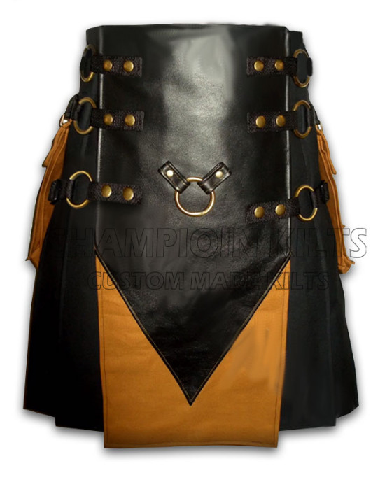 V Design Interchangeable Leather Kilt
