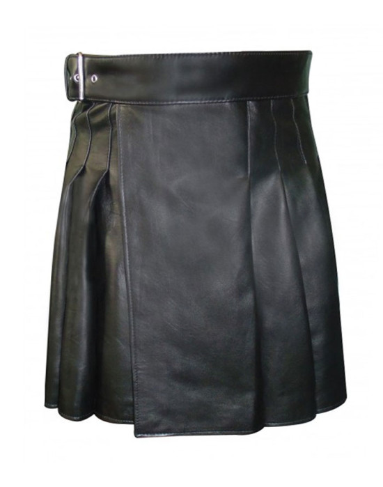 Women Black Leather Kilt