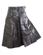 Black Pride Leather Kilt