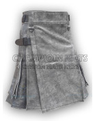 Grey Leather Utility Kilt