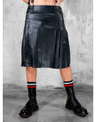 Men Fashionable Black Leather Kilt