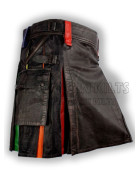 Waxed Leather Black Rainbow Kilt