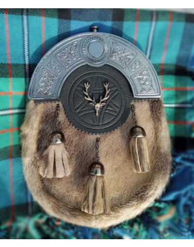 Antique Stag Head Badge Seal Skin Sporran