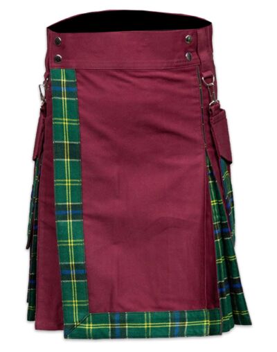 Burgundy Color Fashion Hybrid Kilt