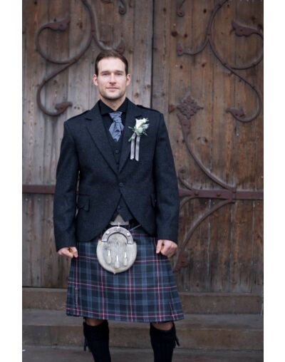 Hebridean Heather Tartan Charcoal Tweed Kilt Outfit