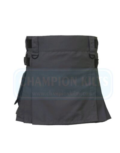 Gray Color Cotton Utility Kilt For Women
