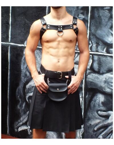 Men,s Simple Black Utility Kilt
