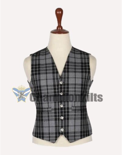 Scottish Grey Highlander Tartan Vest Coat