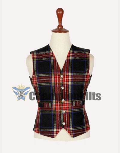 Black Stewart Tartan Vest